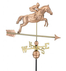 jumping horse and rider on arrow Weathervane