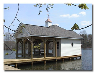 ascending goose cupola on a boat dock house