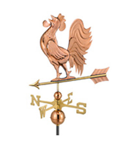 crowing rooster on arrow weathervane