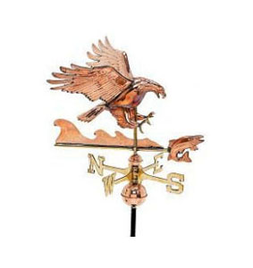 Eagle catching fish with waves weathervane